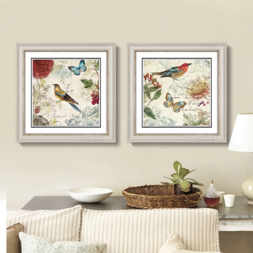 A家家居现代客厅装饰挂画 沙发背景墙鸟语花香壁画
